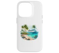 Custodia per iPhone 14 Pro Scena tropicale delle vacanze sulla spiaggia dell'oceano della nave da croci