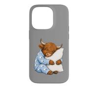Custodia per iPhone 14 Pro Scottish Highland mucca che dorme in pigiama carino sonno