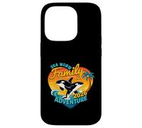 Custodia per iPhone 14 Pro Sea World Family Adventure 2026 Balene Cuore Tramonto Oceano