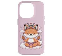 Custodia per iPhone 14 Pro Simpatica volpe da yoga, motivo: Lotus Pose, motivo mandala per la consapevolezza