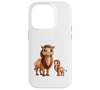 Custodia per iPhone 14 Pro Simpatico design a forma di cammello con mamma e bambino