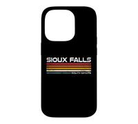 Custodia per iPhone 14 Pro Sioux Falls, South Dakota, design retrò a righe, stile vintage, con città