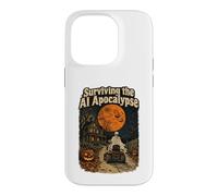 Custodia per iPhone 14 Pro Sopravvivere allo scheletro di Halloween retrò dell'apocalisse IA