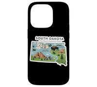 Custodia per iPhone 14 Pro South Dakota Mappa del Dakota del Sud con il Monte Rushmore