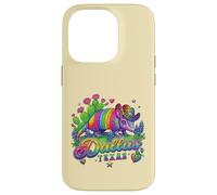 Custodia per iPhone 14 Pro Souvenir retrò anni '80 Arcobaleno Armadillo Cowboy Dallas Texas