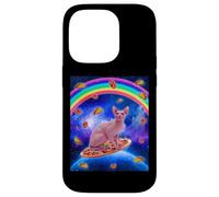 Custodia per iPhone 14 Pro Sphynx Cat Riding Pizza In Space Galaxy Taco Doughnut Cats