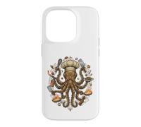 Custodia per iPhone 14 Pro Steampunk Octopus Chef Cook Mechanical Cuisine