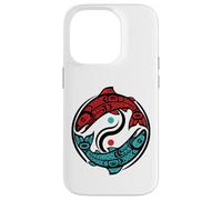 Custodia per iPhone 14 Pro Stile tribale dei nativi americani del salmone del Pacifico nord