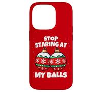 Custodia per iPhone 14 Pro Stop Staring at My Balls Funny Christmas Party Adult Humor