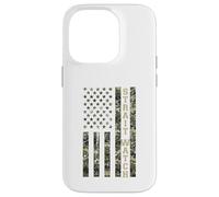 Custodia per iPhone 14 Pro Strait Watch USA American Flag Camouflage Distressed Style