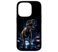 Custodia per iPhone 14 Pro T-Rex Dinosaur Roaring City at Night Graphic Design Japanese