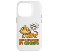 Custodia per iPhone 14 Pro T-shirt divertente con drago barbuto distratto da crickets