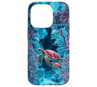Custodia per iPhone 14 Pro Tartaruga marina barriera corallina amante dell'oceano Fauna marina