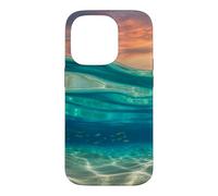 Custodia per iPhone 14 Pro Teal Ocean Tramonto Accessori per telefono Tropical Water Art