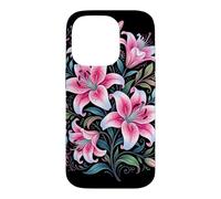 Custodia per iPhone 14 Pro Tiger Lilies Blue White Pink Summer Spring Flowers Lily Buds
