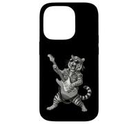 Custodia per iPhone 14 Pro Tiger suona la chitarra Rock & Roll Tigers Rocker Music
