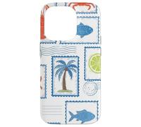 Custodia per iPhone 14 Pro Timbro postale costiero del Mediterraneo Ocean Life Summer