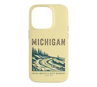 Custodia per iPhone 14 Pro Tipografia Vintage dei Grandi Laghi del Michigan