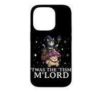 Custodia per iPhone 14 Pro Tism M'Lord Cat Wizard Riding Mushroom Fantasy