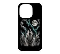 Custodia per iPhone 14 Pro Tre lupi che ululano alla luna Wildlife Wolf Pack Outdoor