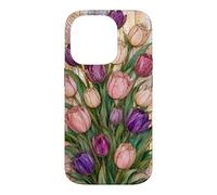 Custodia per iPhone 14 Pro Tulipano Floreale Stained Glass Pastel Spring Cute Botanical