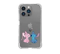 Custodia per iPhone 14 Pro Ufficiale Lilo & Stitch Bacio Rinforzato Trasparente per Proteggere il tuo Cellulare. Scegli il Tipo di Cover che ti piace di più con Licenza Ufficiale Disney