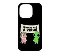Custodia per iPhone 14 Pro Umani e un virus Alien & Cow Cute Buddies Banner EduEly