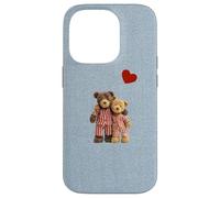 Custodia per iPhone 14 Pro Valentine Vintage Cute Teddy Bear Denim Nostalgico Minimal