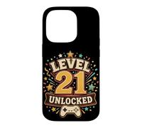 Custodia per iPhone 14 Pro Videogioco grafico con distintivo da gioco retrò sbloccato livello 21