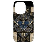 Custodia per iPhone 14 Pro Vintage Luna Moth Fase Lunare Celeste Occulto
