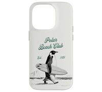 Custodia per iPhone 14 Pro Vintage Polar Beach-Club Pinguino Surfer