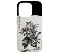 Custodia per iPhone 14 Pro Vintage Samurai Cat Japanese Sumi-e Ink Feline Arti Marziali