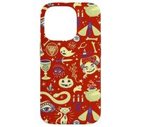 Custodia per iPhone 14 Pro Vintage Witchy Halloween Pattern Boho Spooky Tarocchi Design