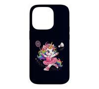 Custodia per iPhone 14 Pro Volano da badminton unicorno arcobaleno Kawaii ragazze