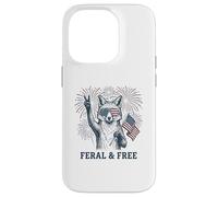 Custodia per iPhone 14 Pro Volpe selvaggia e libera divertente patriottica 4 luglio Fox