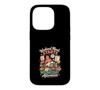 Custodia per iPhone 14 Pro Weekend Inizia Mercoledi Design Divertente Gatto