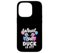 Custodia per iPhone 14 Pro What the Duck Is It Funny Gender Reveal Pun Palloncini