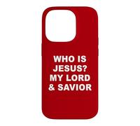 Custodia per iPhone 14 Pro Who is JESUS? My LORD & Savior - Christian Faith Baptism RED