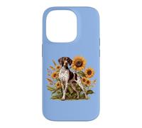Custodia per iPhone 14 Pro Womens Girls Flowers Hunting Dog German Shorthaired Pointer