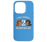 Custodia per iPhone 14 Pro Womens Girls I Was Normal 2 Dachshunds Ago Black Tan Lover