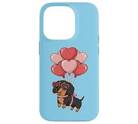Custodia per iPhone 14 Pro Womens Girls Valentines Day Heart Black Tan Dachshund Lover