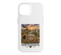 Custodia per iPhone 14 Progettazione di viaggi del paesaggio della prateria dell'acquerello del Nord Dakota