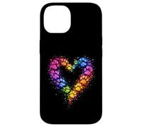 Custodia per iPhone 14 Rainbow Paw Heart Colorful Dog & Cat Lover Pet Art