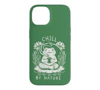 Custodia per iPhone 14 Rana in meditazione con caffè caldo Zen Natura Yoga posa