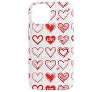 Custodia per iPhone 14 Red Hearts Love Doodle Pattern Cupid Arrow Valentine