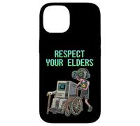 Custodia per iPhone 14 Respect Your Elders Retro Computer Gamer Boy Funny VR Gaming