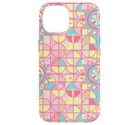 Custodia per iPhone 14 Retro Pink and Yellow Geometric Floral Pattern Girly Pastel