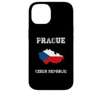 Custodia per iPhone 14 Retro Praga Repubblica Ceca Distressed Bandiera Repubblica Ceca