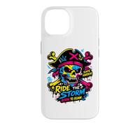 Custodia per iPhone 14 Ride The Storm, Pirate Skull Storm Adventure Graphic
