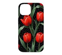 Custodia per iPhone 14 Rose rosse Midnight Darkness Fiori Floreale